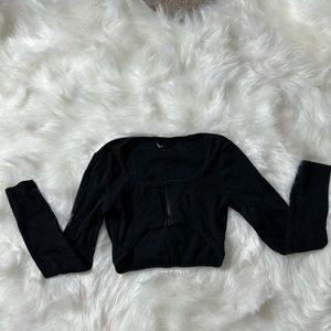SHEIN Black crop zippered long sleeve
